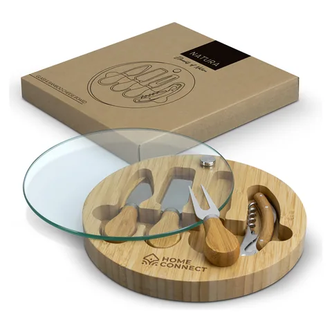 NATURA Glass & Bamboo Cheese Board