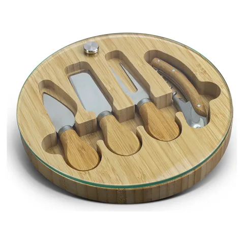NATURA Glass & Bamboo Cheese Board in natural
