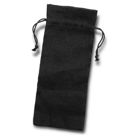 Jute Wine Drawstring Bag in black
