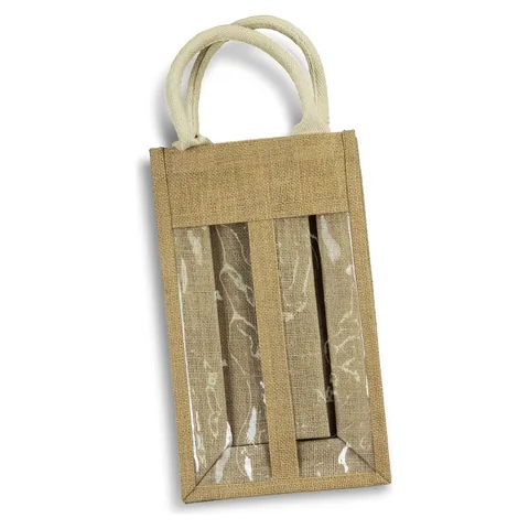 Serena Jute Double Wine Carrier in natural