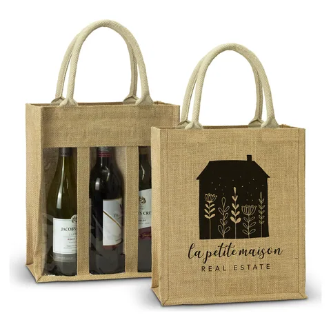 Serena Jute Triple Wine Carrier