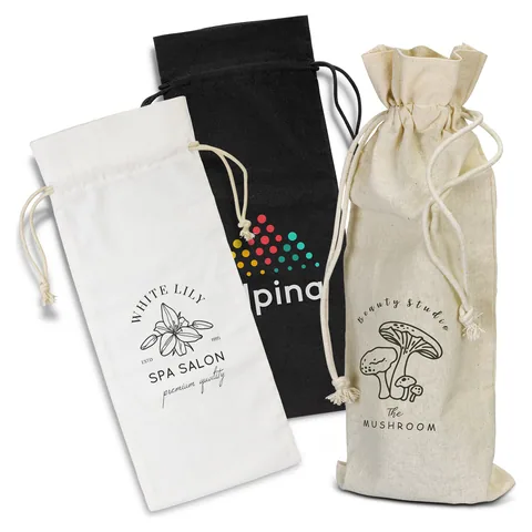 Cotton Wine Drawstring Bag
