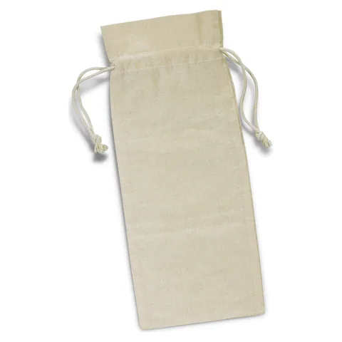 Cotton Wine Drawstring Bag in natural