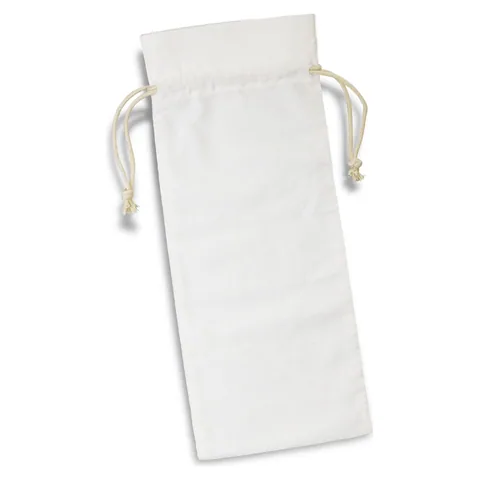 Cotton Wine Drawstring Bag white