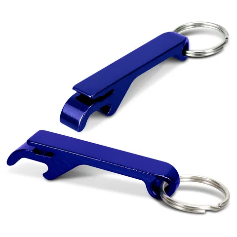 Snappy Metal Bottle Opener Key Ring blue