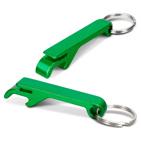 Snappy Metal Bottle Opener Key Ring green