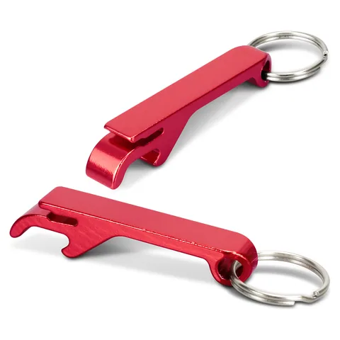 Snappy Metal Bottle Opener Key Ring red