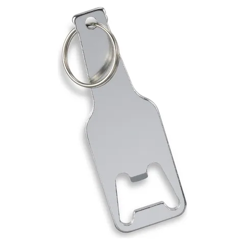 Beverage Bottle Opener Key Ring in silver