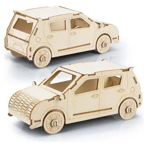 BRANDCRAFT Hatchback Car Wooden Model in natural