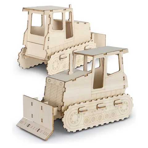 BRANDCRAFT Bulldozer Wooden Model in natural