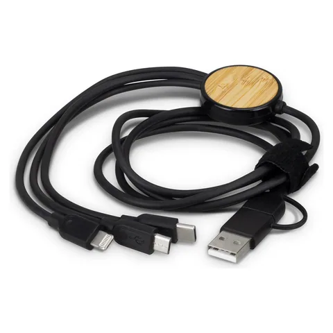 Bamboo Triple Connector Cable in black