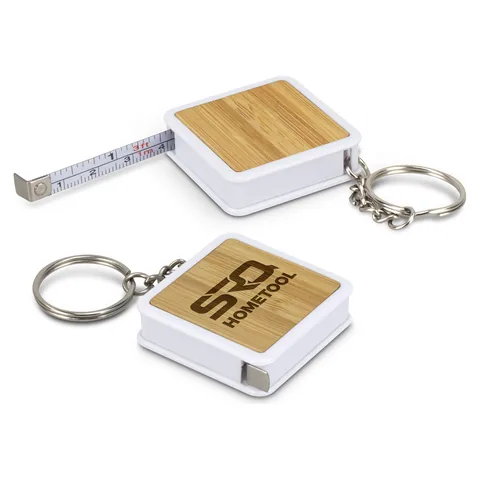 Bamboo Tape Measure Key Ring