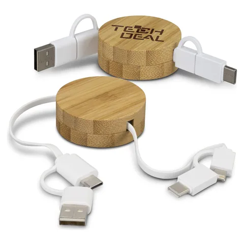 Bamboo Retractable Charging Cable