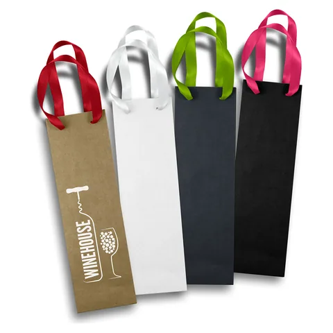 Wine Ribbon Handle Paper Bag