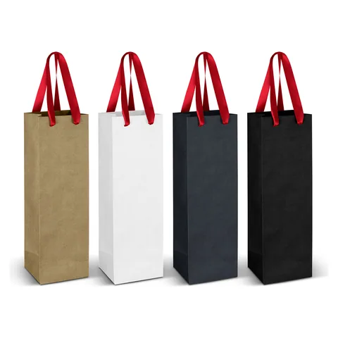 Wine Ribbon Handle Paper Bag red