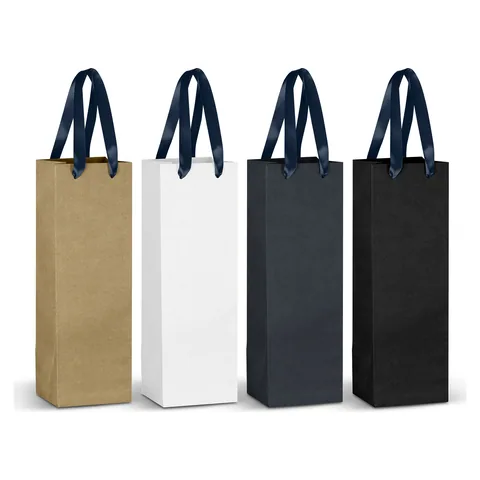 Champagne Ribbon Handle Paper Bag blue