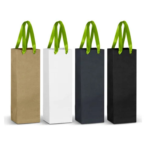 Champagne Ribbon Handle Paper Bag green