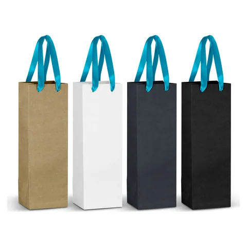 Champagne Ribbon Handle Paper Bag lblue