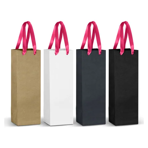 Champagne Ribbon Handle Paper Bag pink