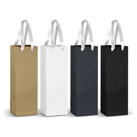 Champagne Ribbon Handle Paper Bag in white