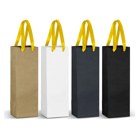 Champagne Ribbon Handle Paper Bag yellow