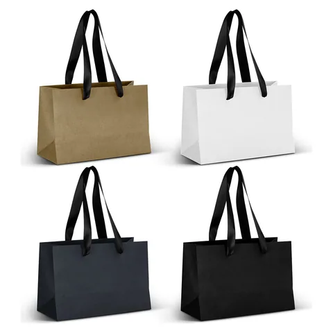 Small Ribbon Handle Paper Bag black