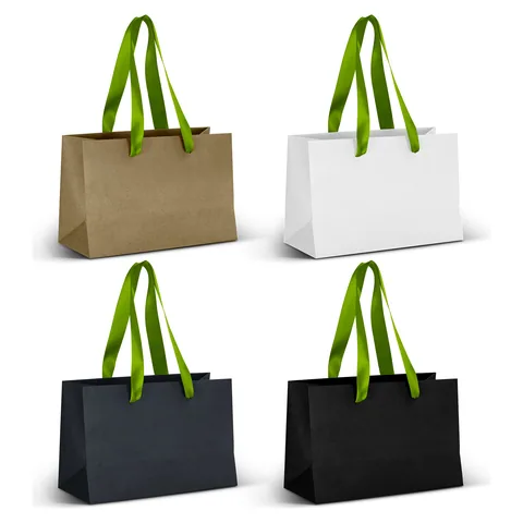 Small Ribbon Handle Paper Bag green