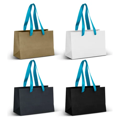Small Ribbon Handle Paper Bag lblue