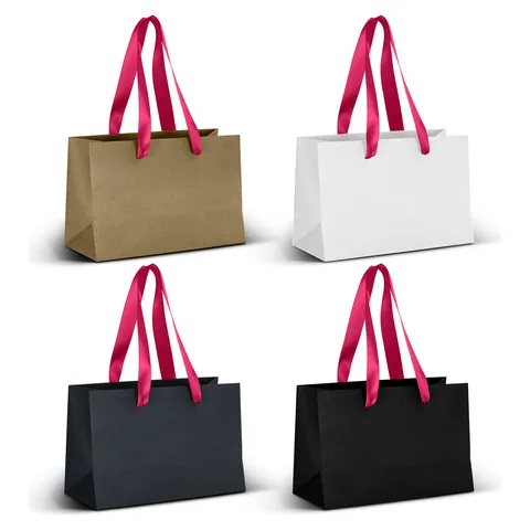 Small Ribbon Handle Paper Bag pink