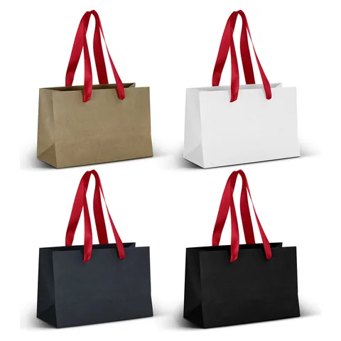 Small Ribbon Handle Paper Bag red