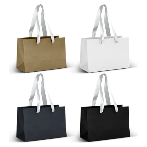 Small Ribbon Handle Paper Bag in white