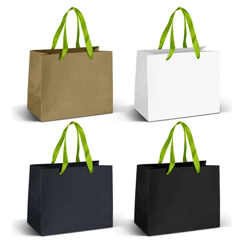 Medium Ribbon Handle Paper Bag green