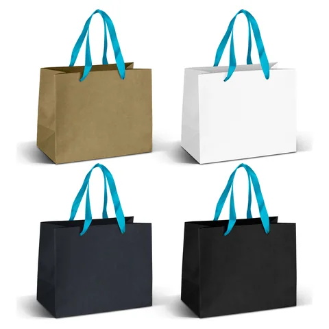 Medium Ribbon Handle Paper Bag lblue