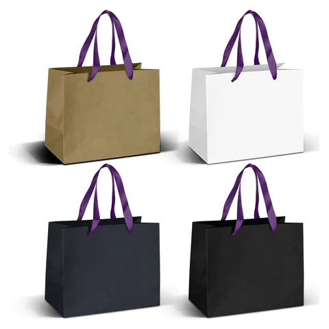 Medium Ribbon Handle Paper Bag purple