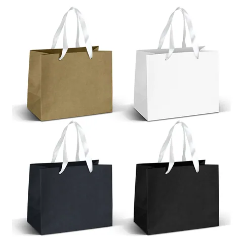 Medium Ribbon Handle Paper Bag in white