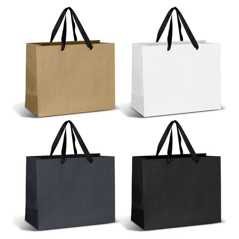 Large Ribbon Handle Paper Bag black