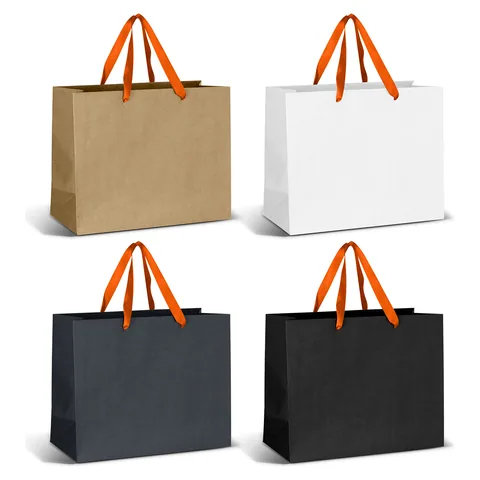 Large Ribbon Handle Paper Bag orange