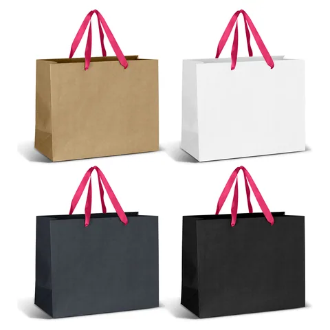 Large Ribbon Handle Paper Bag pink