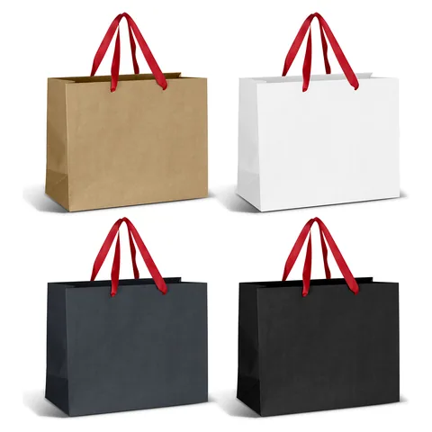 Large Ribbon Handle Paper Bag red