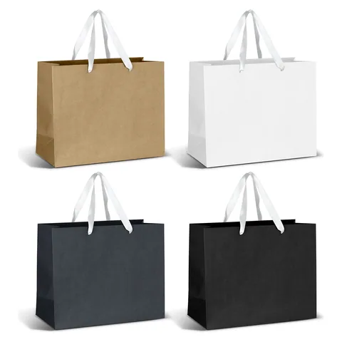 Large Ribbon Handle Paper Bag in white