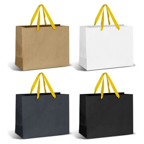 Large Ribbon Handle Paper Bag yellow