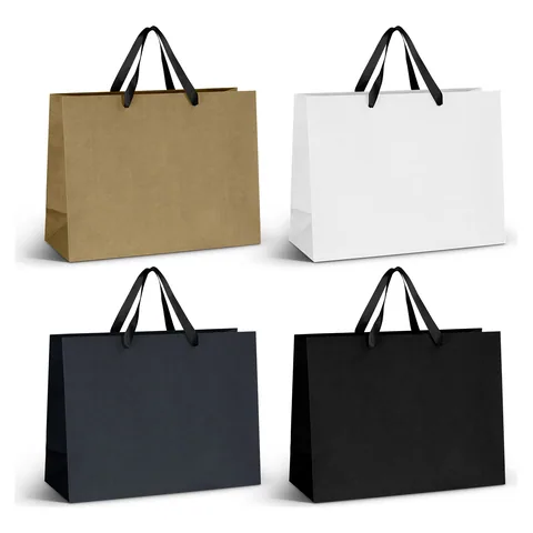 Extra Large Ribbon Handle Paper Bag black