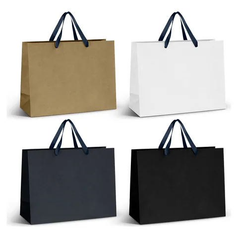 Extra Large Ribbon Handle Paper Bag blue