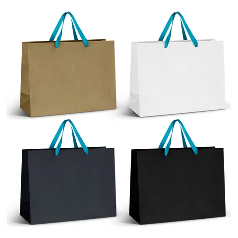 Extra Large Ribbon Handle Paper Bag lblue
