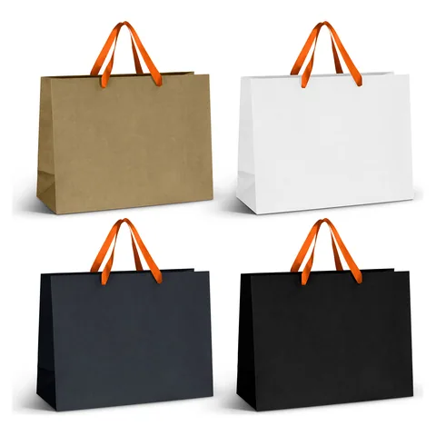 Extra Large Ribbon Handle Paper Bag orange