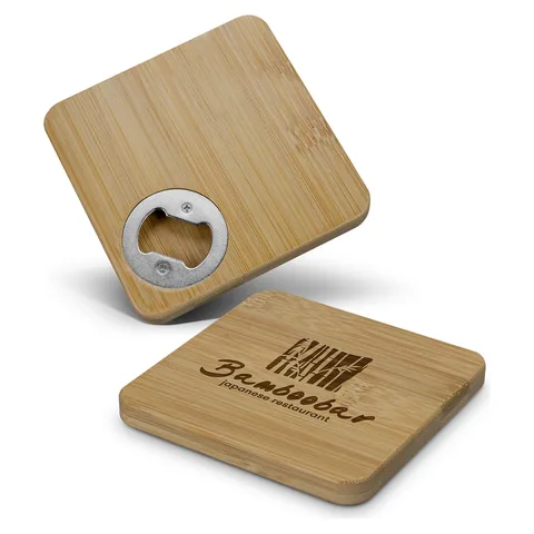 Bamboo Bottle Opener Coaster - Square