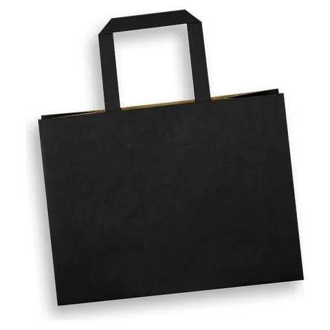 Medium Flat Handle Paper Bag Landscape black