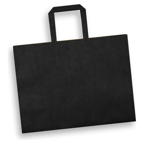 Large Flat Handle Paper Bag Landscape black