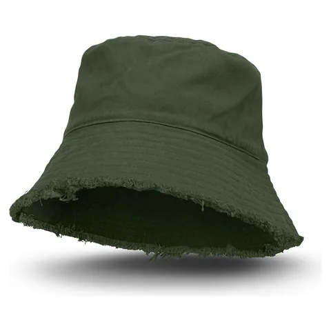 Raw Edge Bucket Hat green