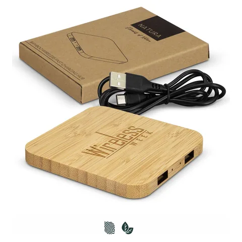 NATURA Bamboo Wireless Fast Charging Hub